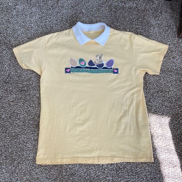 Vintage Spring Easter Bunny Shortsleeve Yellow T-Shirt - Picture 5 of 10
